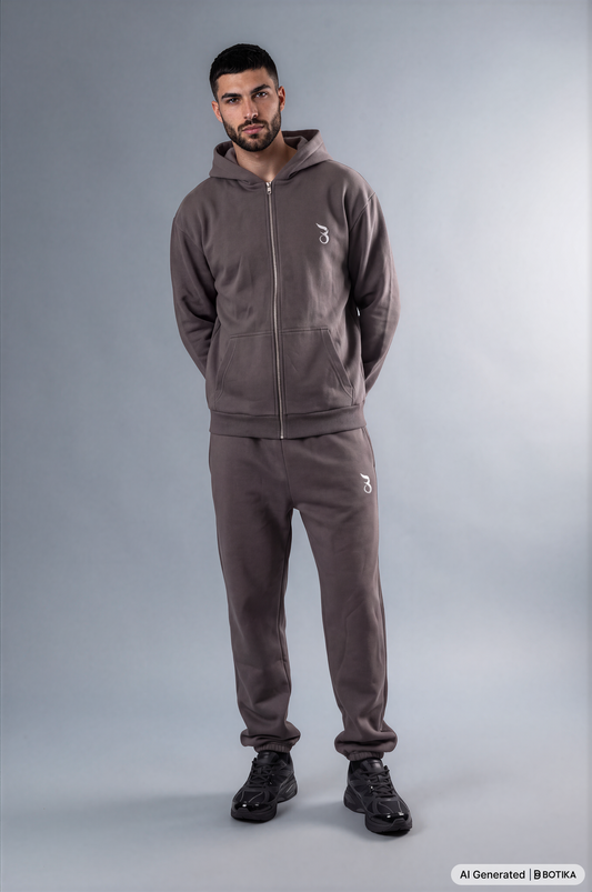 Fluffy ZIP Hoodie grey - Basanstreetwear