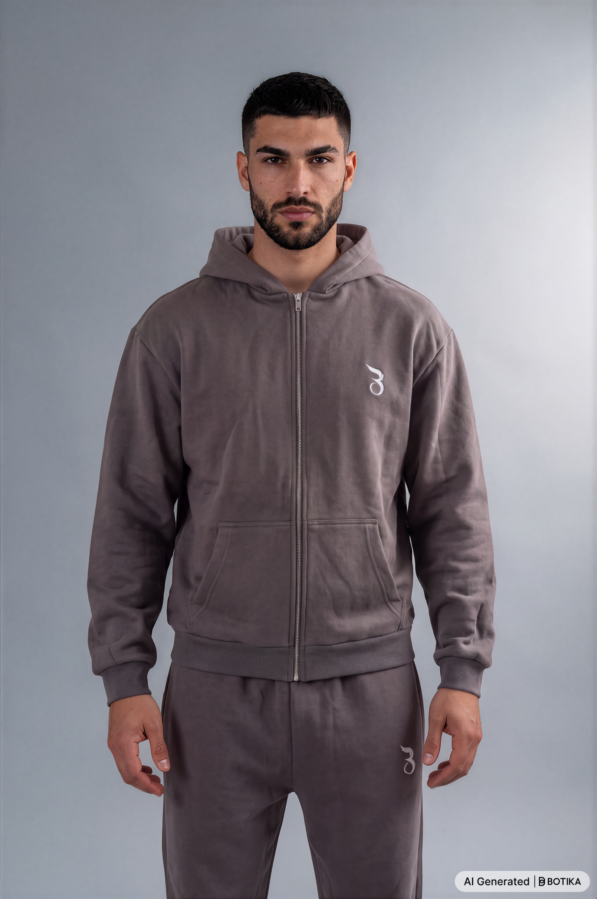 Fluffy ZIP Hoodie grey - Basanstreetwear