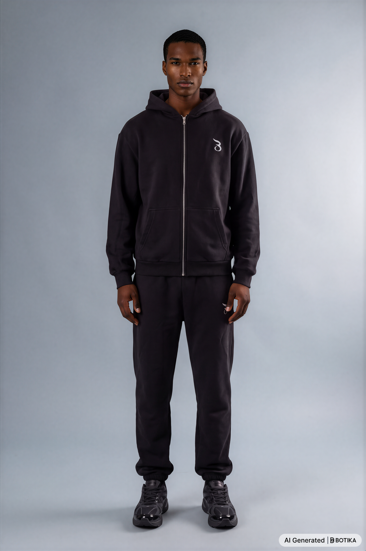 Fluffy Zip Hoodie Black - Basanstreetwear