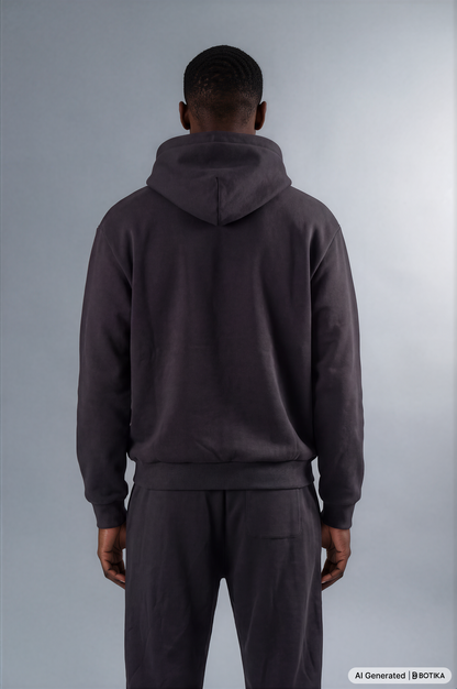 Fluffy Zip Hoodie Black - Basanstreetwear