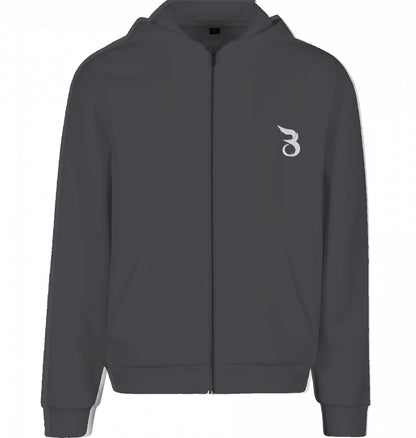 Fluffy ZIP Hoodie grey - Basanstreetwear