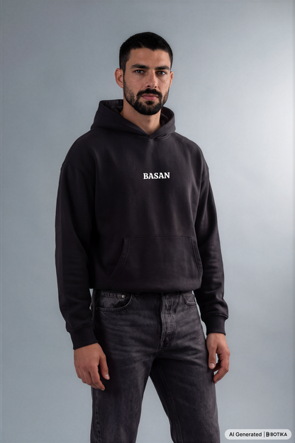Basan majestic B Hoodie Black Blue - Basanstreetwear