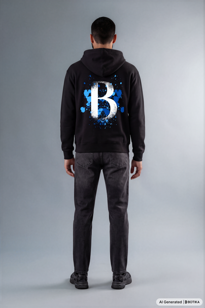 Basan majestic B Hoodie Black Blue - Basanstreetwear