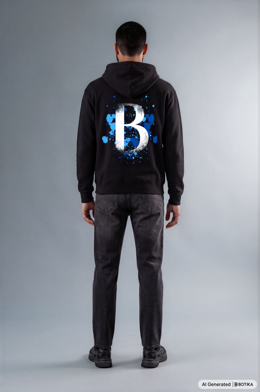 Basan majestic B Hoodie Black Blue - Basanstreetwear