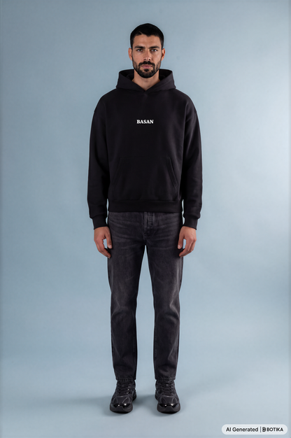 Basan majestic B Hoodie Black Blue - Basanstreetwear