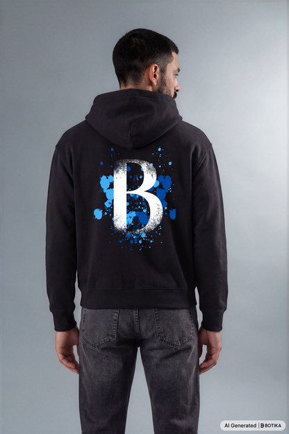 Basan majestic B Hoodie Black Blue - Basanstreetwear