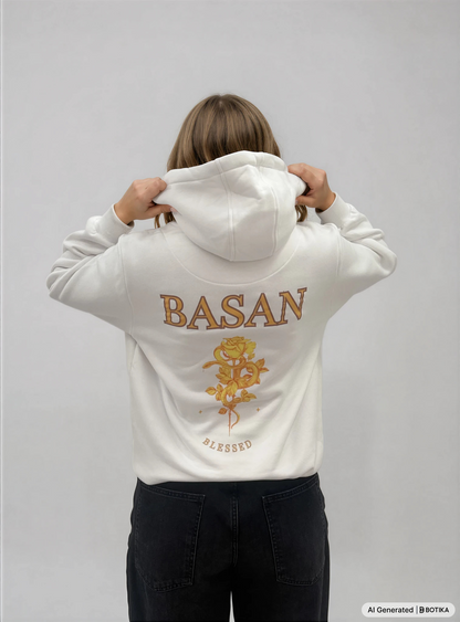 Basan Snake & Rose White hoodie - Basanstreetwear