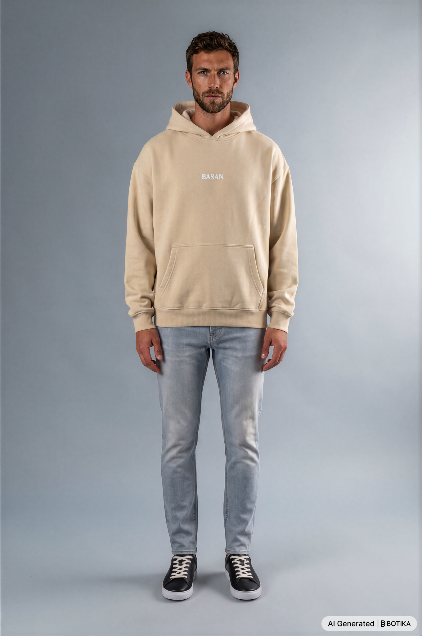 Basan majestic B Hoodie Beige - Basanstreetwear