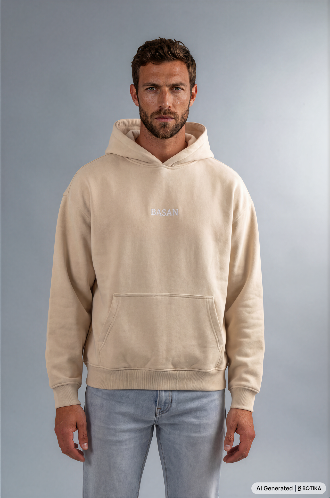 Basan majestic B Hoodie Beige - Basanstreetwear